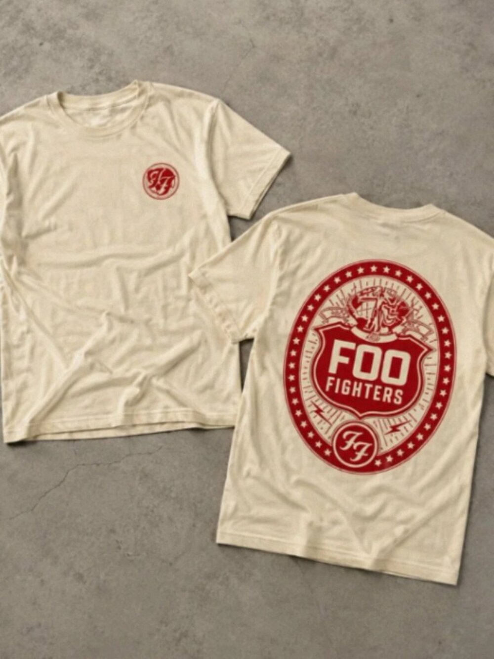Foo Fighters Rock N Roll Skull T Double Sided Concert T-Shirt Reprint
